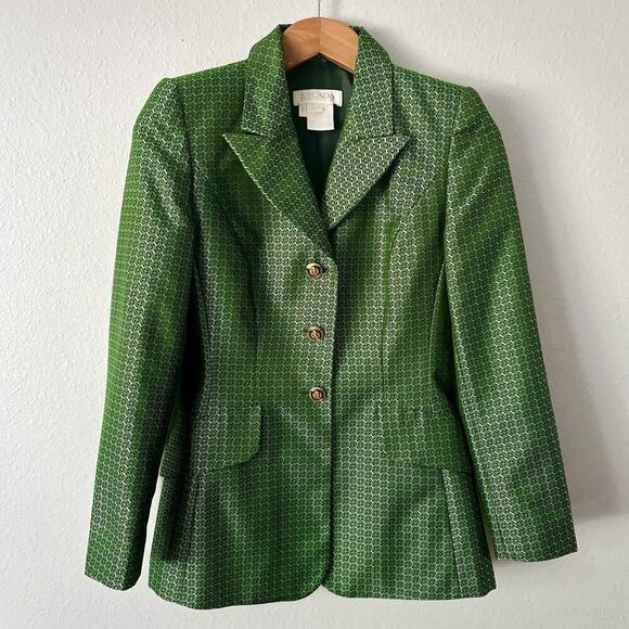 Escada Margaretha Ley Green Jacquard Women's Blazer EU Size 36 US Size Small - Picture 1 of 14